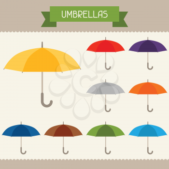 Umbrellas colored templates for your design in flat style.
