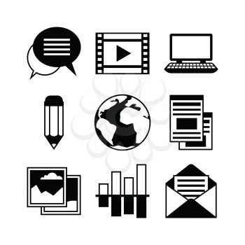 Media and communication set of blog icons.