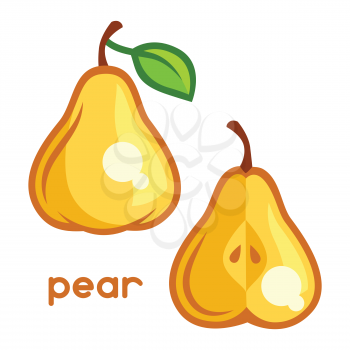Stylized illustration of fresh pear on white background.