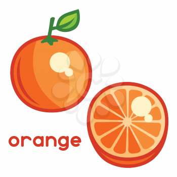 Stylized illustration of fresh orange on white background.