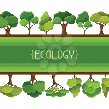 Ecology background design with abstract stylized trees.
