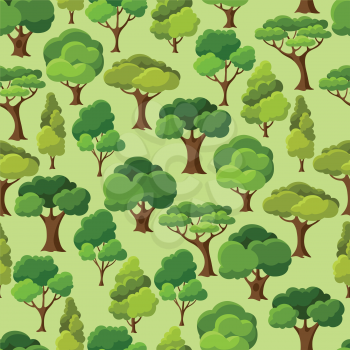 Natural seamless pattern with abstract stylized trees.