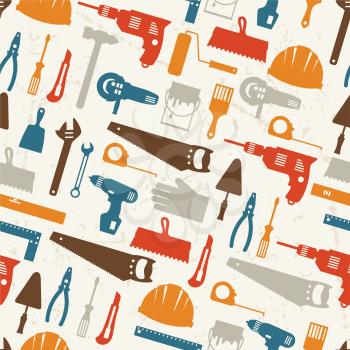 Seamless pattern with repair working tools icons.