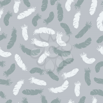 Seamless  pattern with hand drawn bird feathers.
