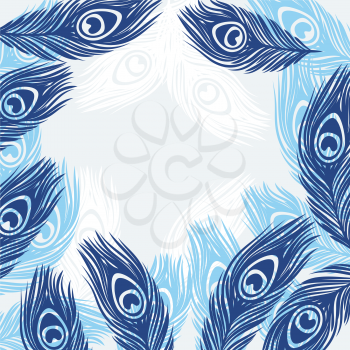 Design background with hand drawn feathers peacock.