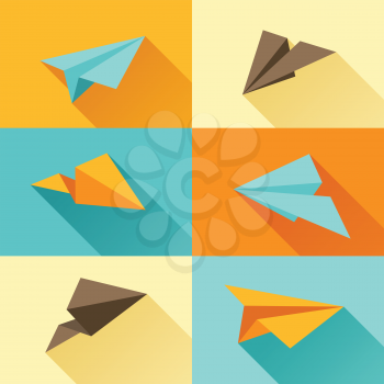 Set of paper planes in flat design style.