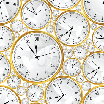 Seamless pattern with watches. Stylish vector texture.