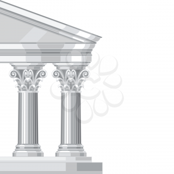 Corinthian realistic antique greek temple with columns.