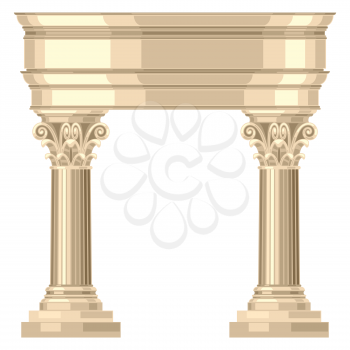 Corinthian realistic antique greek temple with columns.