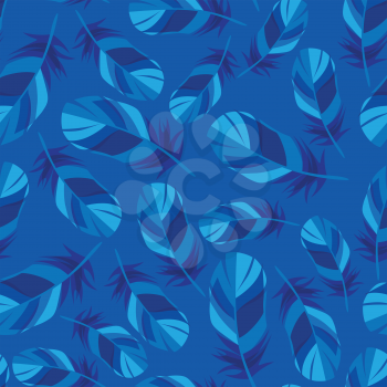 Colorful seamless pattern with bright abstract transparent feathers.