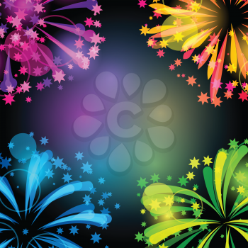 Background with bright colorful fireworks and salute.