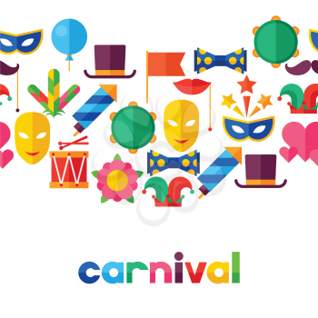 Celebration seamless pattern with carnival flat icons and objects.