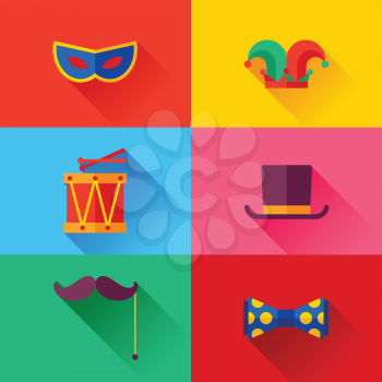 Celebration carnival set of flat icons and objects.