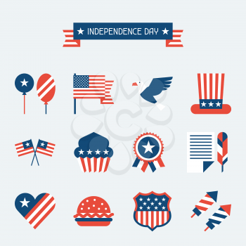 United States of America Independence Day icon set.