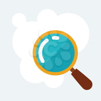 Magnifying glass research concept illustration in flat style.