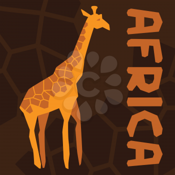 African ethnic background with illustration of giraffe.