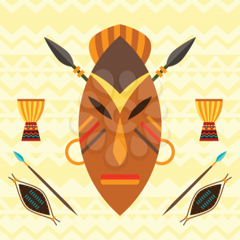African ethnic background with illustration of mask.