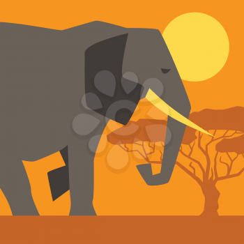 African ethnic background with illustration of elephant.