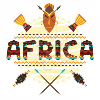African ethnic background with geometric ornament and symbols.