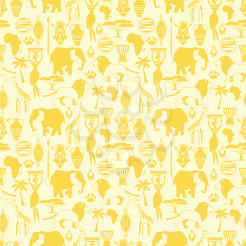 African ethnic seamless pattern with stylized icons.