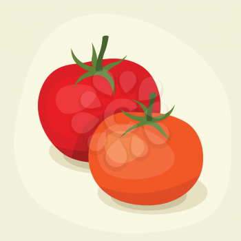 Stylized vector illustration of fresh ripe tomatoes.