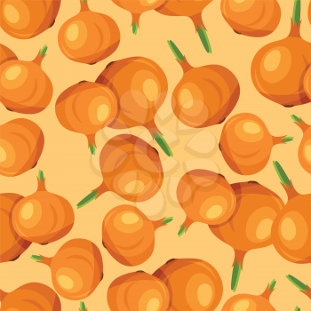 Seamless vector pattern with fresh ripe onions.