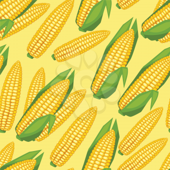 Seamless vector pattern with fresh ripe corn cobs.