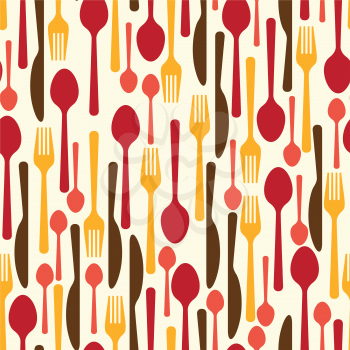 Seamless pattern with restaurant and kitchen utensils.