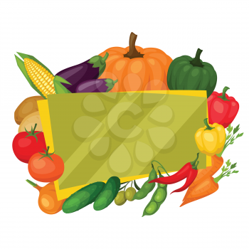 Background design with fresh ripe stylized vegetables.