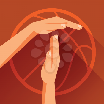 Sports illustration with basketball gesture sign timeout.