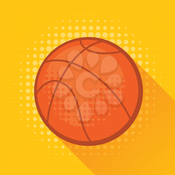 Sports illustration with basketball ball in flat style.