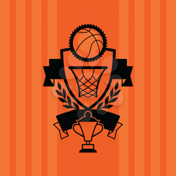 Background with basketball ball hoop and labels.