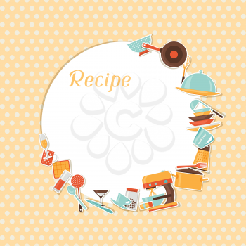 Recipe background with kitchen and restaurant utensils.