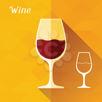 Illustration with glass of wine in flat design style.