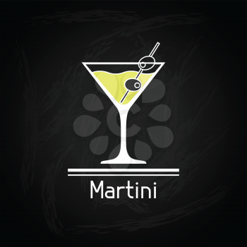 Illustration with glass of martini for menu cover.