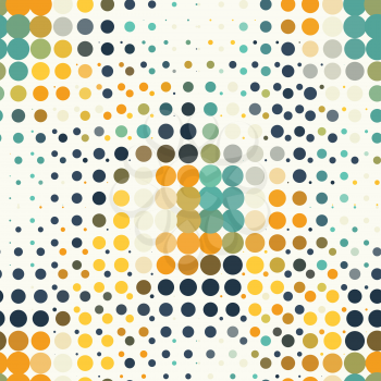 Seamless geometric pattern of halftone dots in retro style.