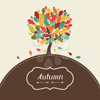Background of stylized autumn tree for greeting card.