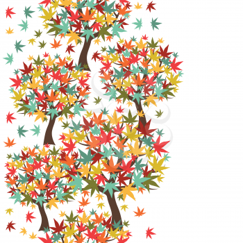 Seamless pattern of stylized autumn trees for design.