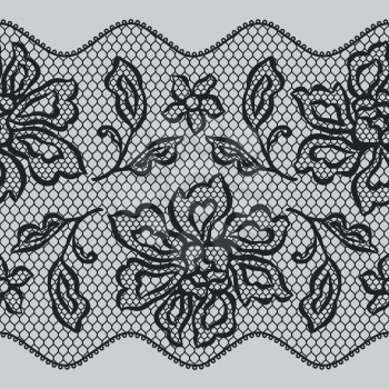 Old lace seamless pattern with ornamental flowers.