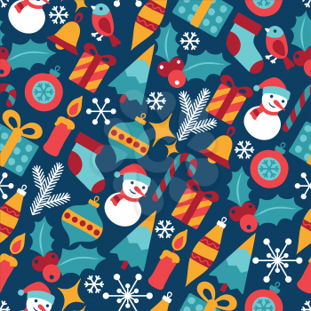 Merry Christmas and Happy New Year seamless pattern.