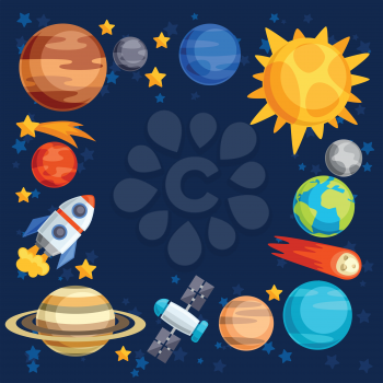 Background of solar system, planets and celestial bodies.