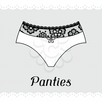 Panties. Fashion lingerie card with female underwear.