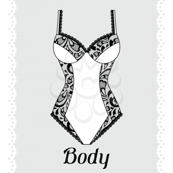 Body. Fashion lingerie card with female underwear.