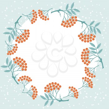 Winter background design with stylized rowan berries.