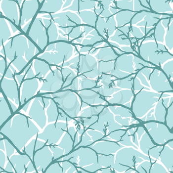 Winter seamless pattern with stylized tree branches.