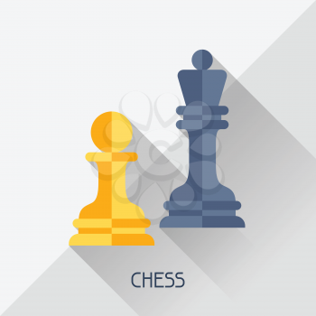 Game illustration with chess in flat design style.