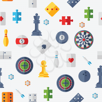 Seamless pattern with game icons in flat design style.