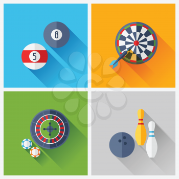 Set of game icons in flat design style..