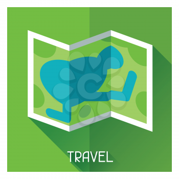 Tourist creative illustration of map in flat style.