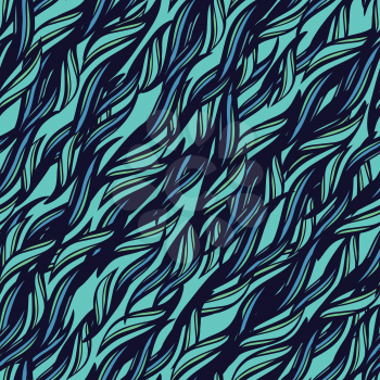 Seamless pattern with abstract waves stylized grass.